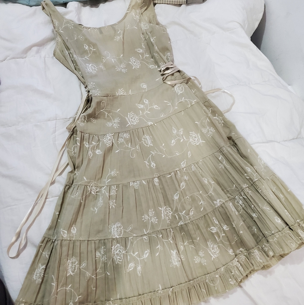 Bali Olive Green Floral Midi Dress